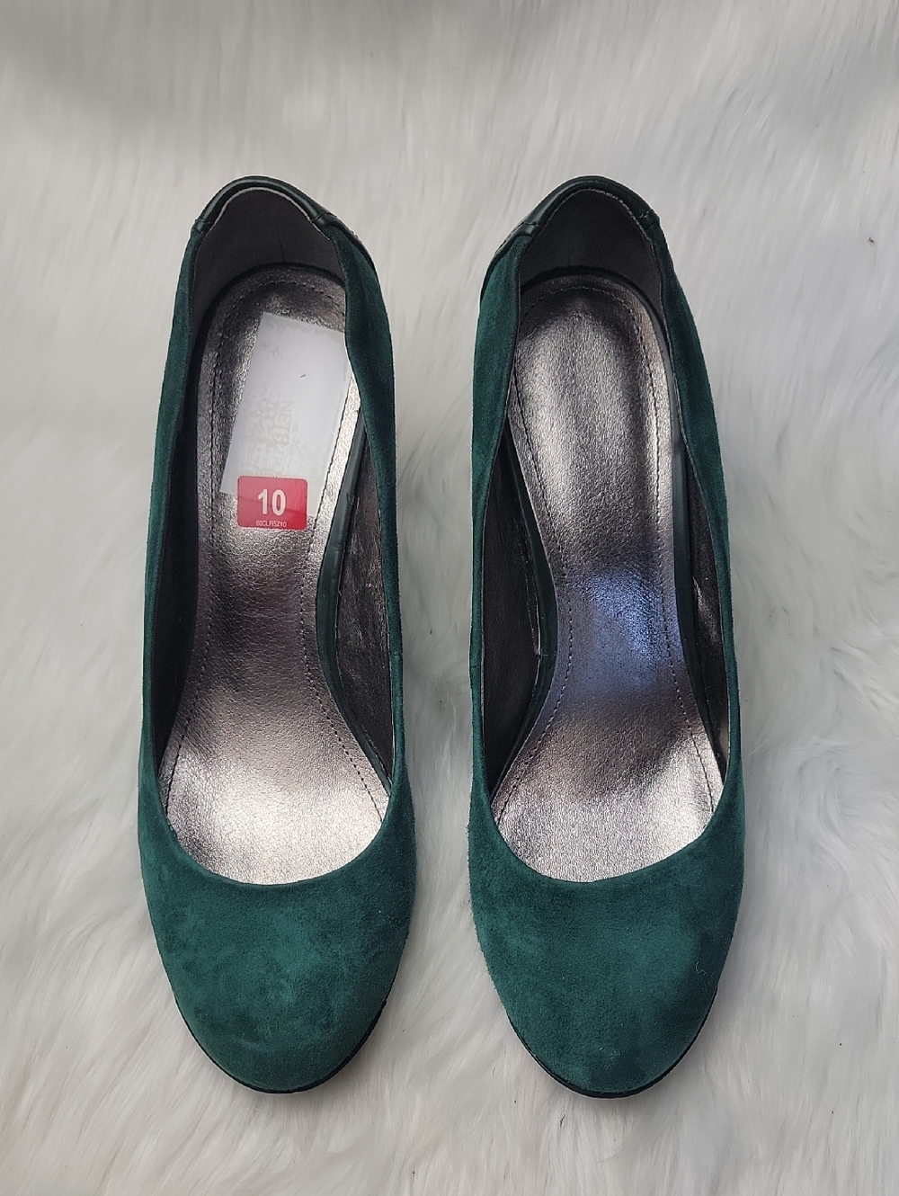 KENNETH COLE REACTION Green Suede Leather Rounded Toe Office Party Wedge Heel 10 - Picture 4 of 12